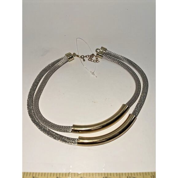 Necklace Gold & Silver Tone 18" Mesh Multi Strand Bar Pendant Jewelry B#8 - Picture 7 of 8